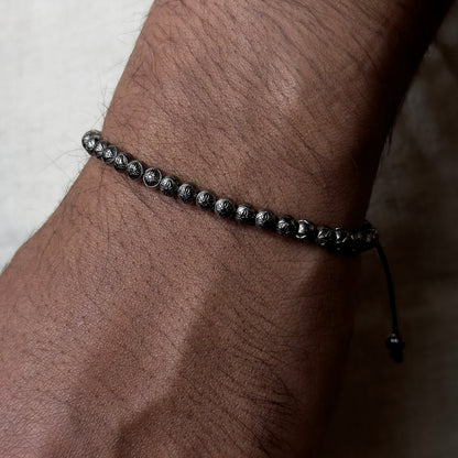 4mm SHAMBALLA® Non-Braided Bracelet in 18K black rhodium plated white gold with black diamonds, by Shamballa Jewels