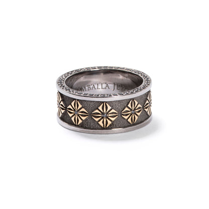 STAR OF SHAMBALLA® Diamond Ring in 18K gold with black diamonds, white diamonds, by Shamballa Jewels