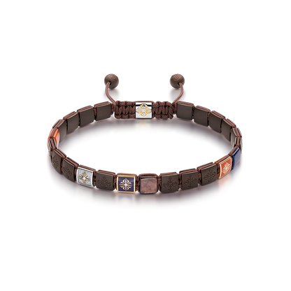 6mm SHAMBALLA Lock Bracelet in 18K black rhodium plated yellow gold with blue sapphires, brown sapphires, and orange carnelian, by Shamballa Jewels