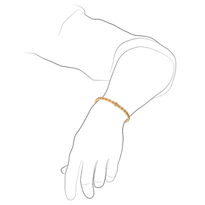 SOS Bangle bracelet in 18K yellow gold with G/VS diamonds, worn on wrist