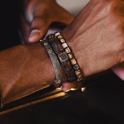 SOS Cuff bracelet in 18K black rhodium plated gold, by Shamballa Jewels