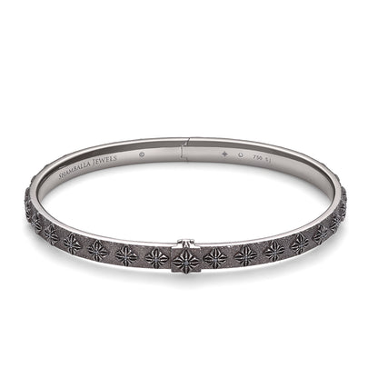 SOS Bangle bracelet in 18K black rhodium plated gold with black diamonds, by Shamballa Jewels