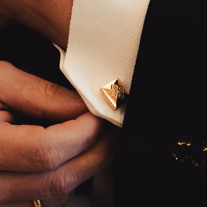 Lock Cufflinks in 18K black rhodium plated gold with G/VS diamonds, by Shamballa Jewels
