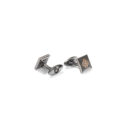 Lock Cufflinks in 18K black rhodium plated gold with G/VS diamonds, by Shamballa Jewels