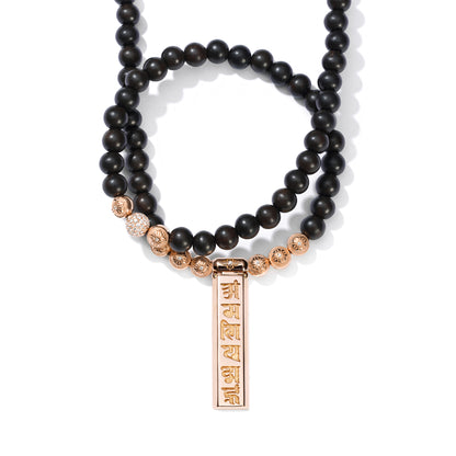 Gold Bar Pendant - Large necklace in 18K rose gold with G/VS diamonds, by Shamballa Jewels