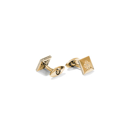 Lock Cufflinks in 18K yellow gold with G/VS diamonds, by Shamballa Jewels