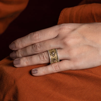 SOS Alliance Ring in 18K yellow gold with diamonds, by Shamballa Jewels